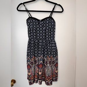 Navy/orange paisley dress